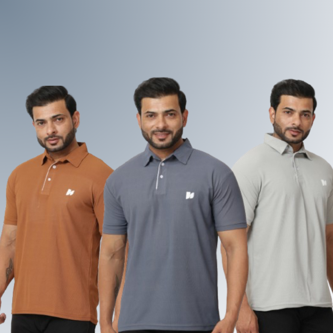 3 Pcs Mens Combo Tshirt(Brown, D.GREY,LIGHT GREY)
