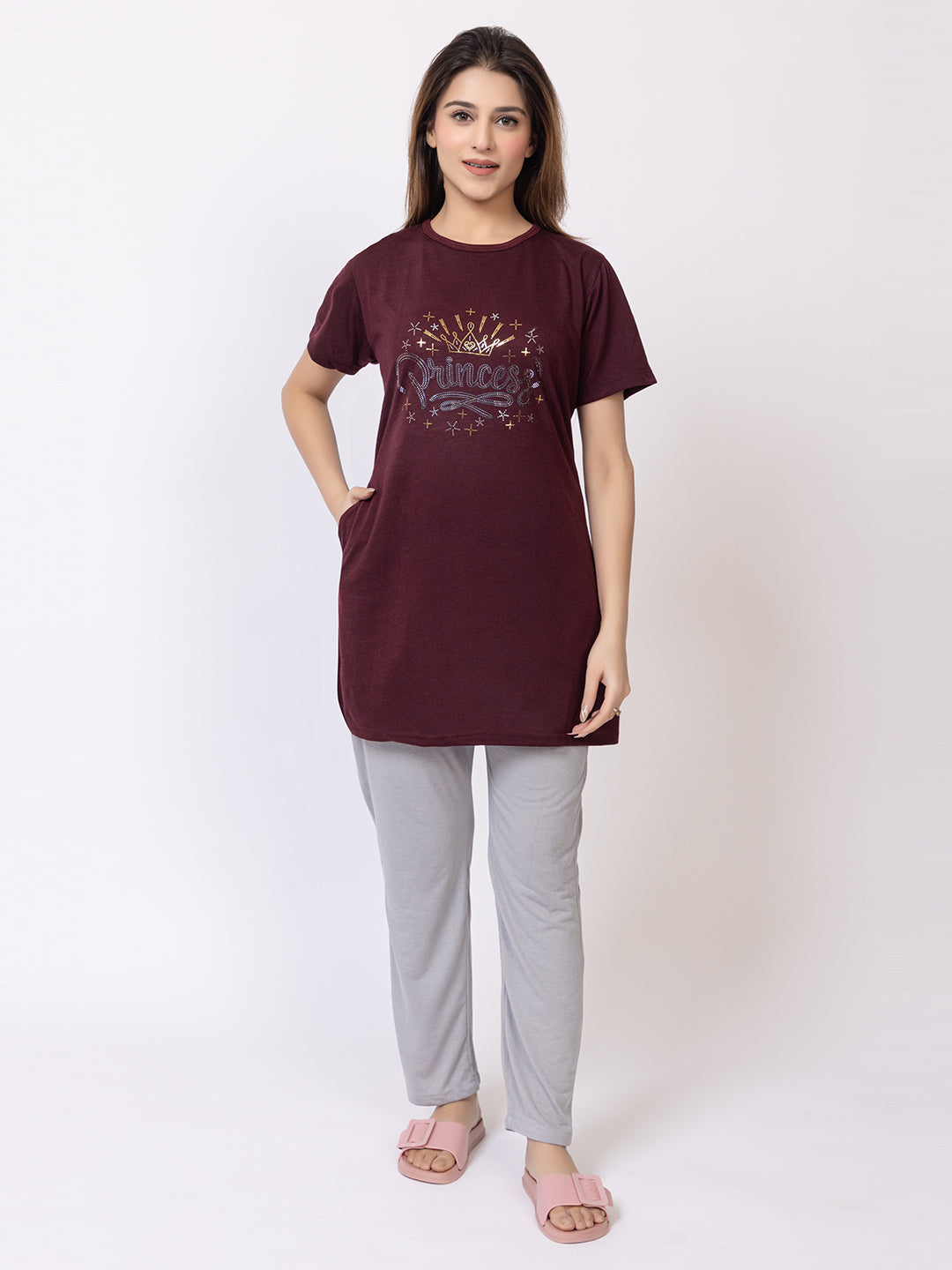 Wine Women Night Suit