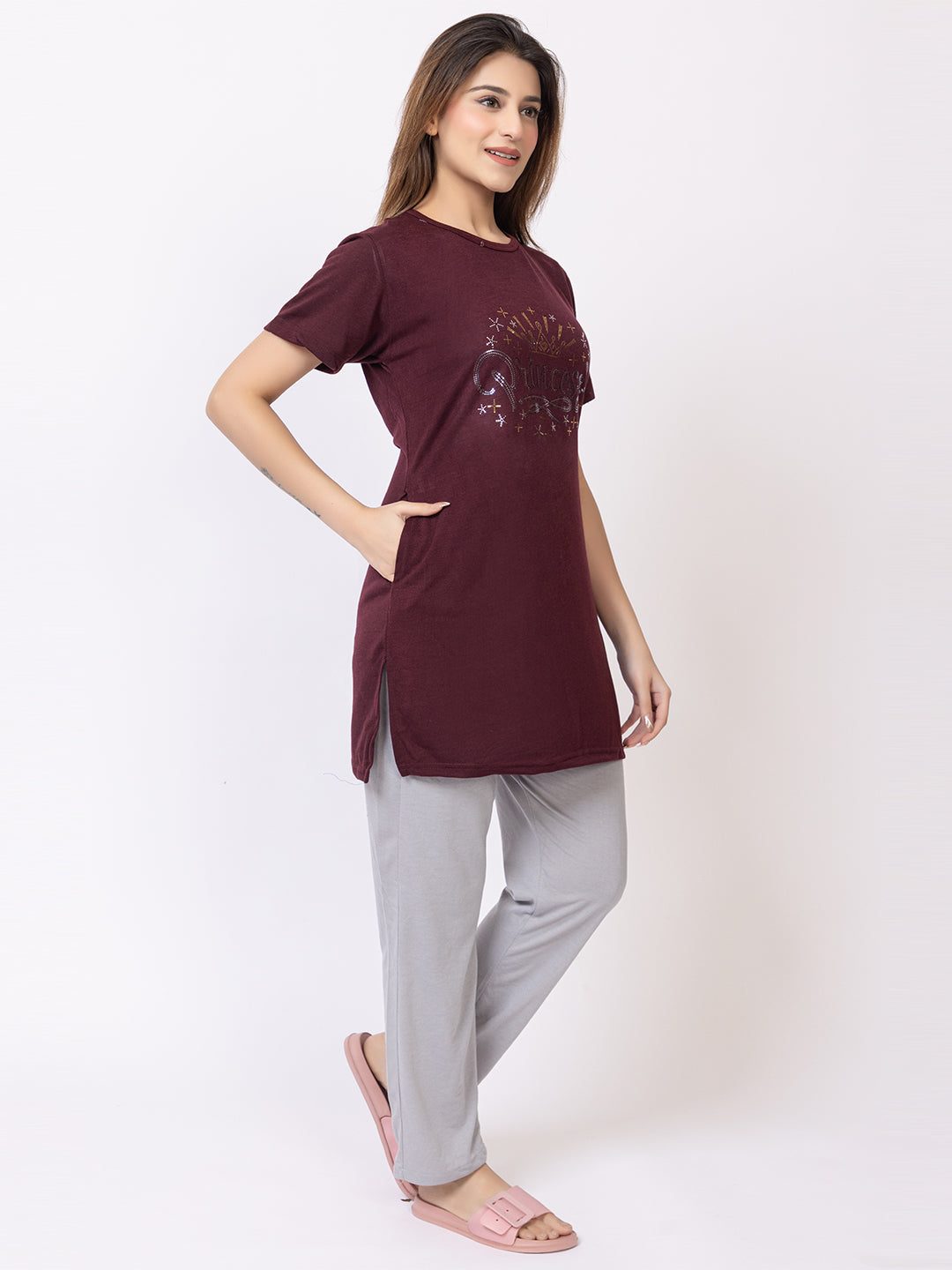 Wine Women Night Suit