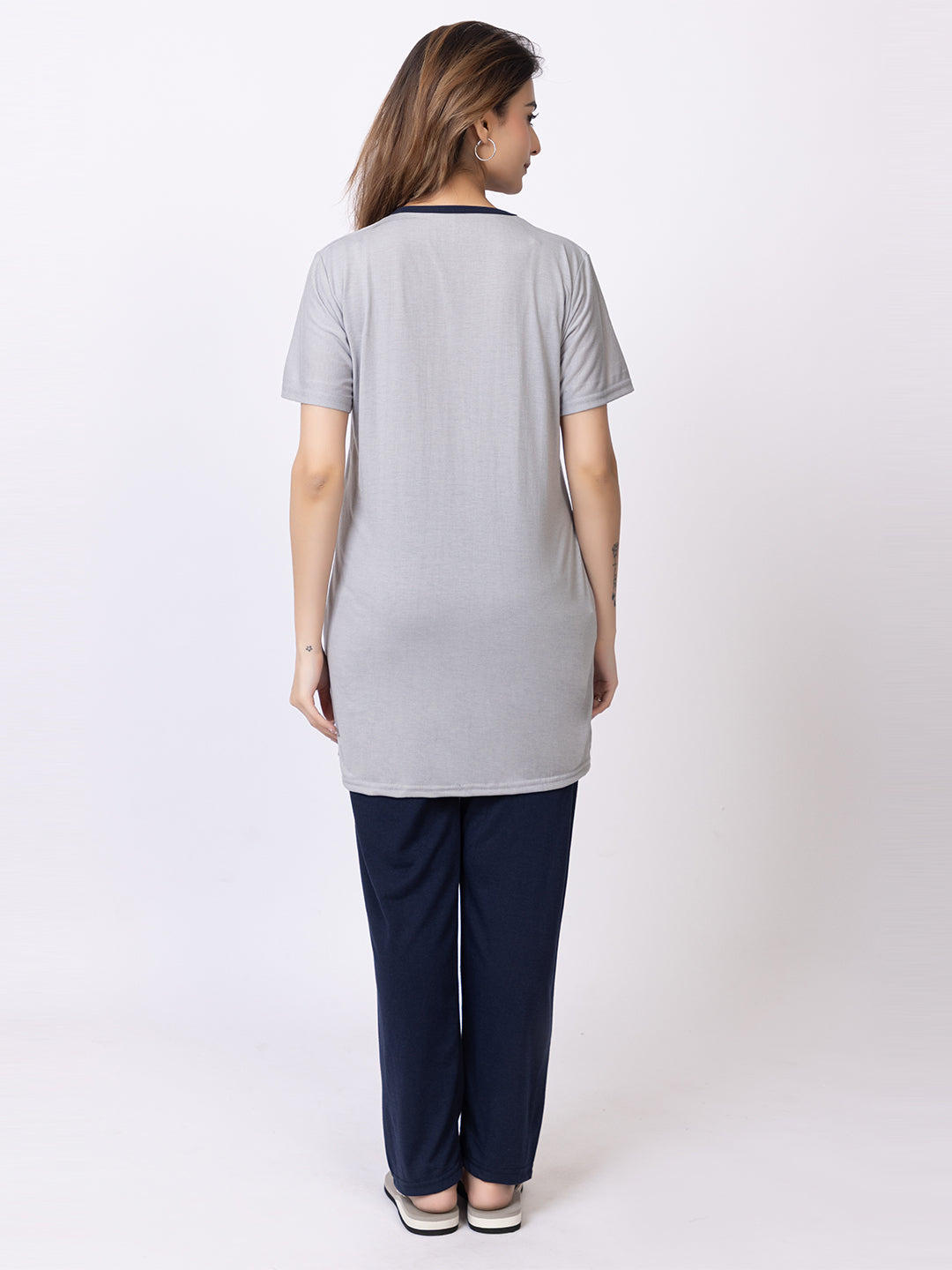 Navy Blue Grey Night Suits