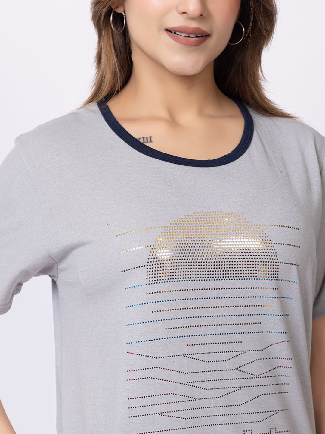 Navy Blue Grey Night Suits